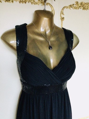 SARA BERNSHAW UK 14/16 Designer Black Jersey Sequin Cocktail Dress NWT RRP £295 - Picture 4 of 12