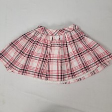 Janie  and Jack Layette Girl's Pink White Brown Plaid Full Lined Skirt Size 4