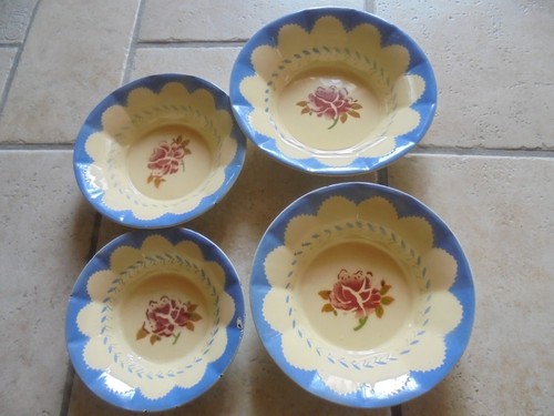 Lot De 3 Plats Creux émaillés Peacock - Vintage 1970 - Motif Fleurs Multicolores
