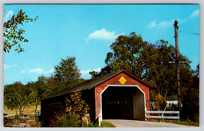 c1960s Old Covered Bridge Bennington Vermont Paper Mill Vintage Postcard