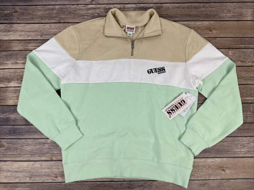 Guess Originals Sweater Mens Size S Half Zip Colorblock Fleece Lined New