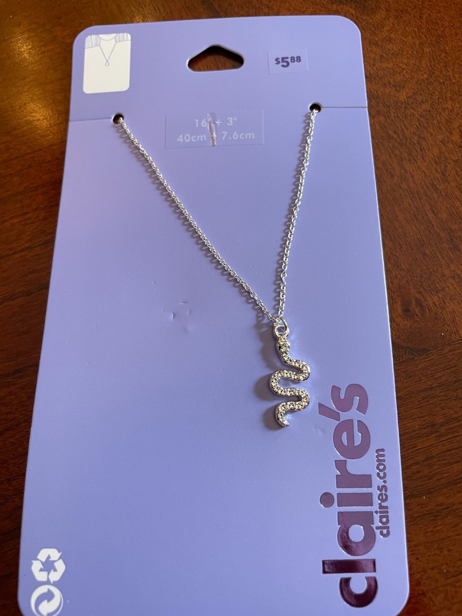 New Silver Snake Charm Necklace from Claire's