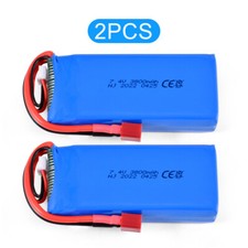 2x 3800mAh 7.4V 2S LiPo Battery T Plug for Wltoys RC 144001 144010 124016 124017