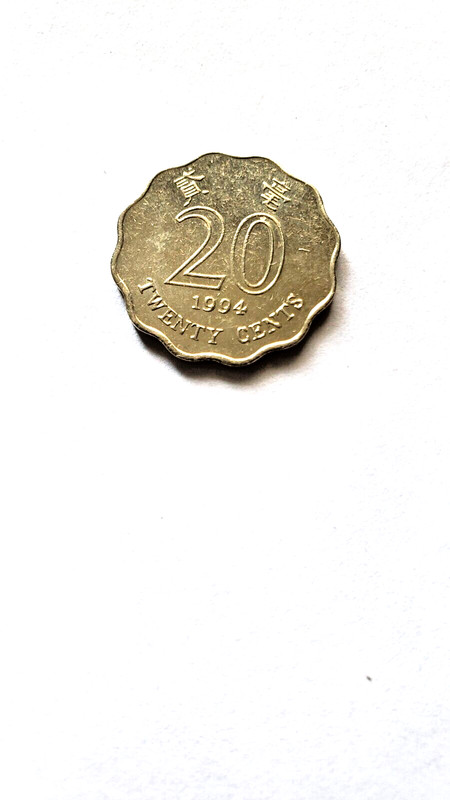Hong Kong 20 cents coin, 1994 Bauhinia (Hong Kong Orchid) 256