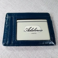 AslabCrew Zip Slim WalletMinimalist Front Pocket RFID Blocking Leather Navy Blue