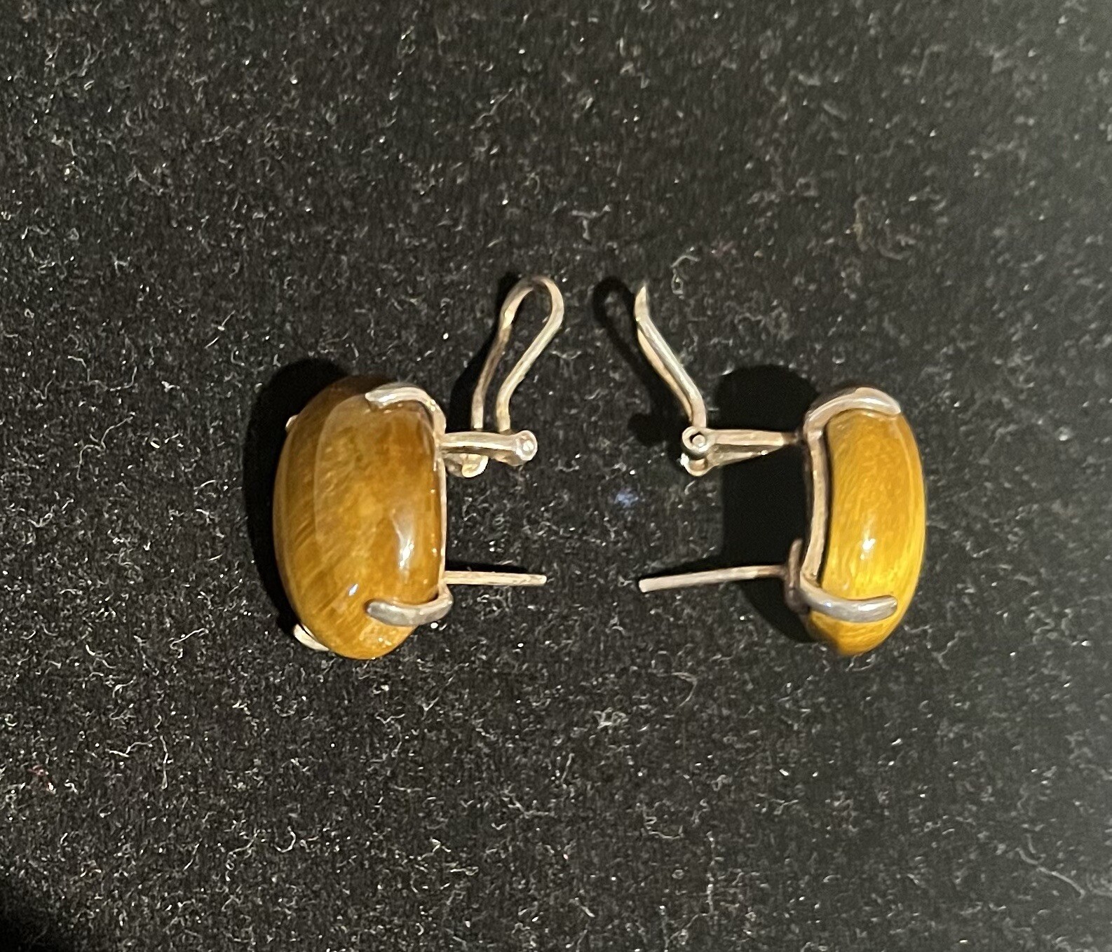 Solid .925 Sterling Silver Tiger's Eye Earrings O… - image 3