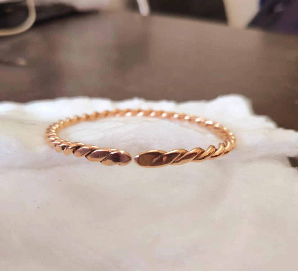 Pure Copper Tensor Ring Bangle Bracelet Copper round cuff adjustable bangle - Image 2 of 4