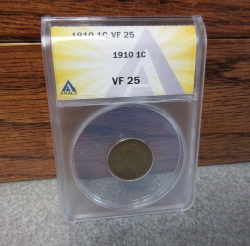 1910 Lincoln Wheat Small Cent ANACS : graded VF25 : BUY-IT-NOW