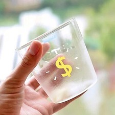 Funny prints lightweight glass cups milk juice coffee smoothie glasswares