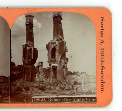 Ruiner efter Amals Sweden G.A Johnson Stereoview c1902