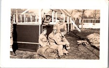 Vtg B W Photo WW2 US Army Soldiers Men Construction Camp Base Uniform Service