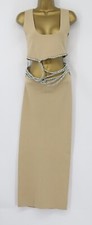 CHRISTOPHER ESBER WOMENS CRYSTAL CUTOUT DRESS UK S LIGHT BROWN TAN RRP £1853 EG