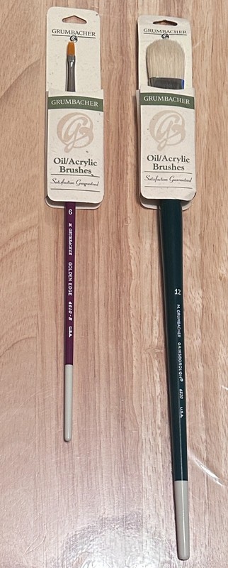 2 Grumbacher Sign Paint Brush Filbert 6 4610-B Golden Edge 12 4230 Gainsborough