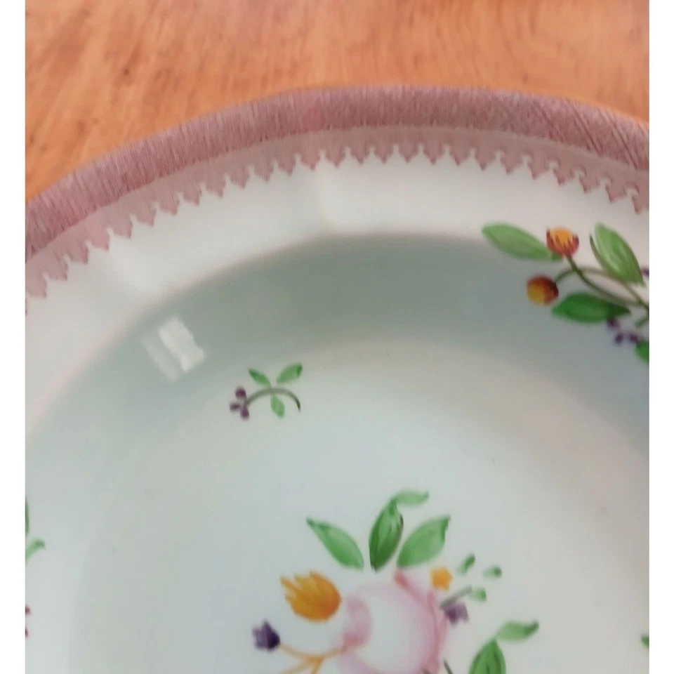 6 cuencos vintage Adams Calyx Ware; rosa verde floral 8" con borde pintados a mano Foto 4 de 4