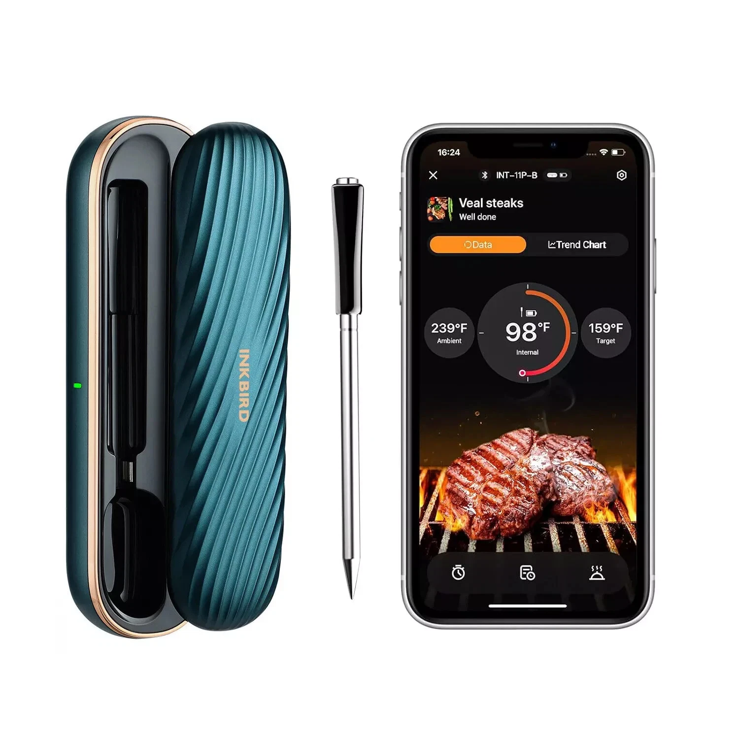 Inkbird Grill Meat Thermometer Wireless Probe Rechargeable Box Outdoor Cooking
Opens in a new window