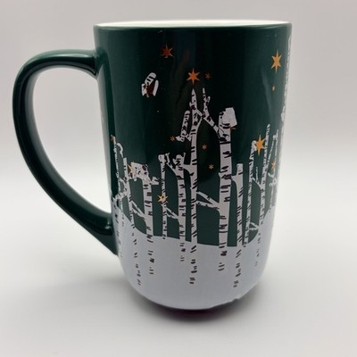 Davids Tea Mug Nordic Winter Trees Dark Green White No Lid No Infuser - Retired