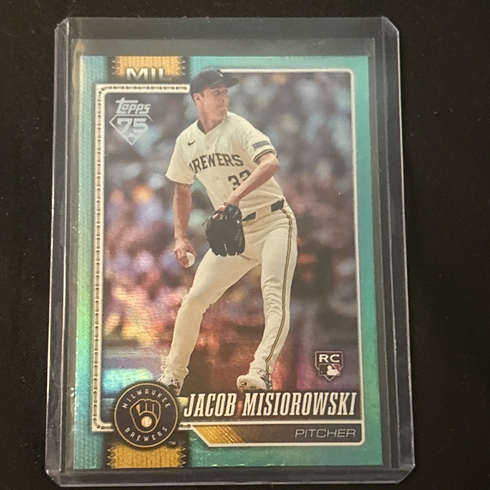 2026 Topps Series 1 -Jacob Misiorowski #10 Aqua Rainbow Foil RC SP-Brewers