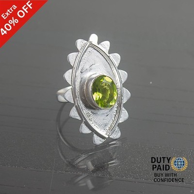 Sterling Silver Peridot Stone New Band Handcrafted Daughter Promise Ring Jewelry