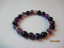 Natural stone Faceted purple agate stretch bracelet