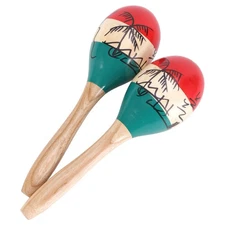 2 Pcs 9.6-in Maracas for Adults, Colorful Wooden Maracas, Hand Musical Instru