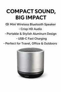 Wireless Aluminum USB-C Mini Bluetooth Speaker Portable   – Silver