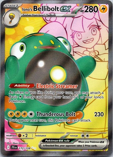 Iono's Bellibolt ex 172/159 Ultra Rare Journey Together Pokemon Holo Near Mint
