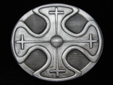 QB13103 NOS REALLY NICE  IRON CROSS  FASHION PEWTER BELT BUCKLE