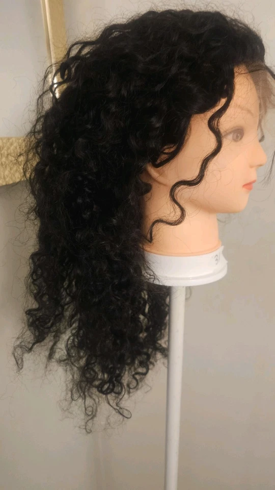 High-Quality Top 18 To 20 " Black Wavy 150% Virgin Human Hair  Lace Wig  - Image 2 of 4