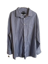 Men s Pronto Uomo Blue/White Plaid Button Up Shirt Size 19 34/35 No Iron