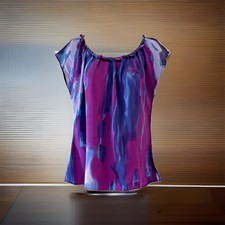 COAST 100% SILK ABSTRACT-PRINT PURPLE -BLUE TOP SIZE 16 (US 12) EUR 44