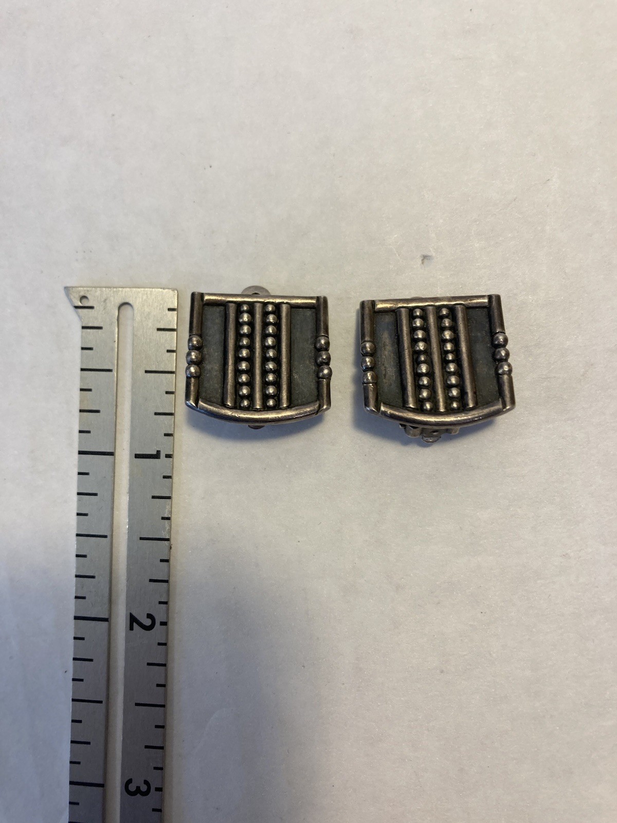 Vtg. Signed June Sterling Rectangular Clip On Ear… - image 4