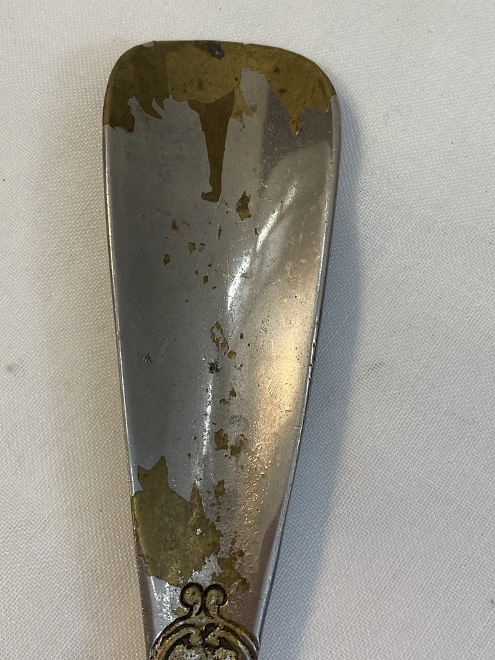 Calzascarpe In Argento Placcato vintage con rilievi e decori oggetto raro epoca - Immagine 4 di 4