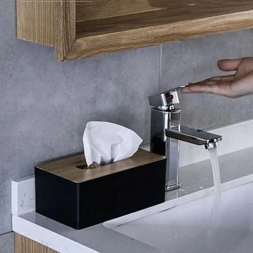 Wood Tissue Box Cover Gloves Box Holder Wooden Rectangular Tissue Box Holder - Image 2 of 4