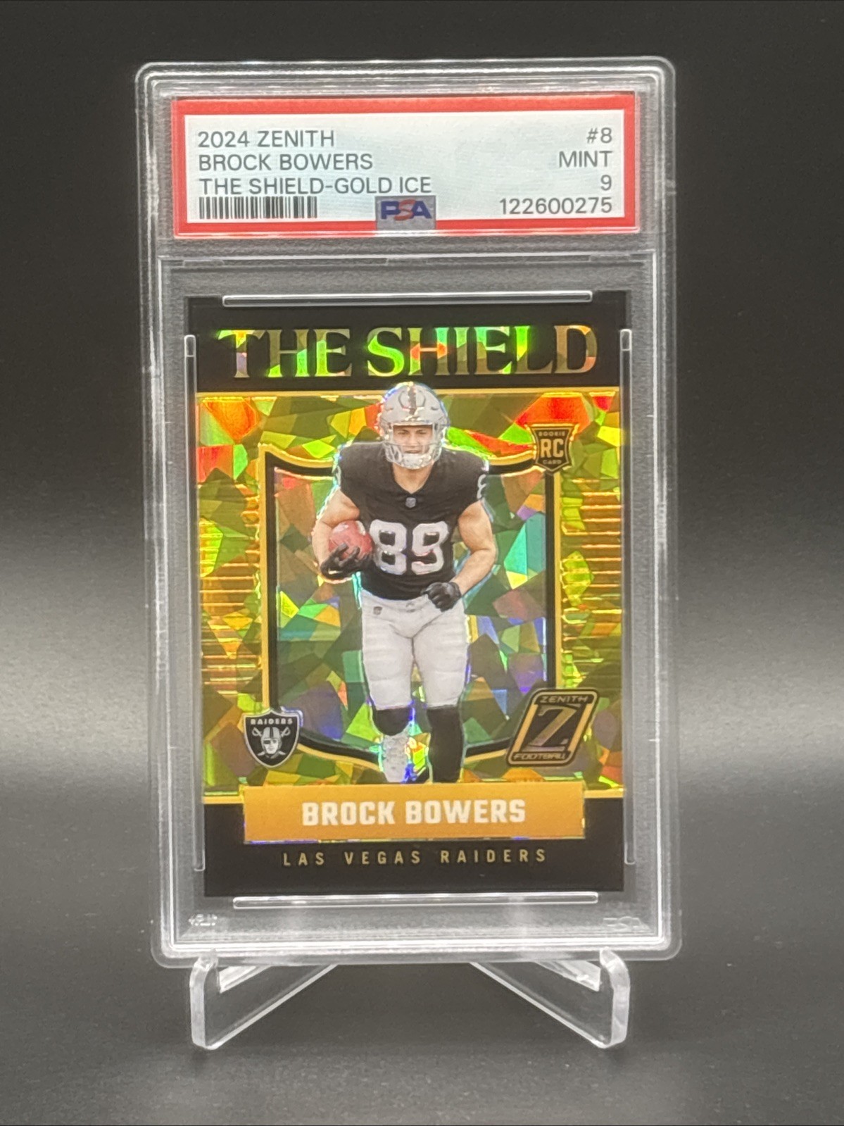 Brock Bowers Panini Zenith the Shield #8 Gold Ice
