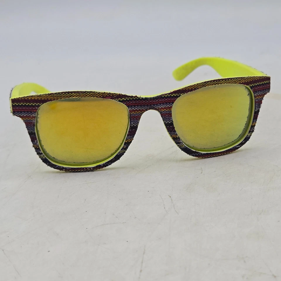 Pugs Classic Style C6 Mens Sunglasses Neon Yellow Striped Herringbone Frames - Image 3 of 4