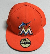 Miami Marlins New Era 59FIFTY On-Field Orange Fitted Cap Hat 7 3/4 USA