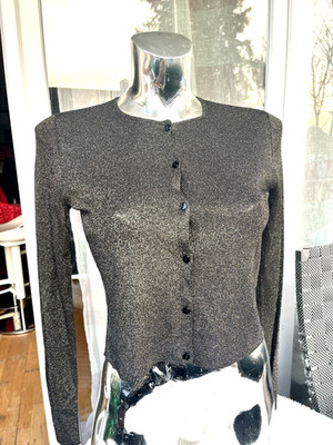 ESCADA  Jerseyjacke Schwarz mit goldenen Metallfasern NEU Gr. S/M