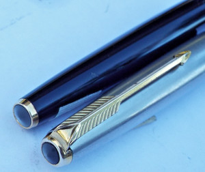 Parts Gray jewel Chrome trim Cap Black Barrel 4 PARKER 1 Fountain Pen USA  1960s