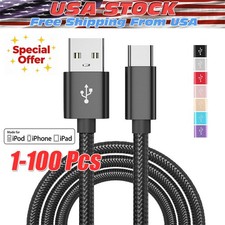 Braided USB Type-C For iPhone 17/16/15 Cable Fast Charger Charging Data Cord Lot