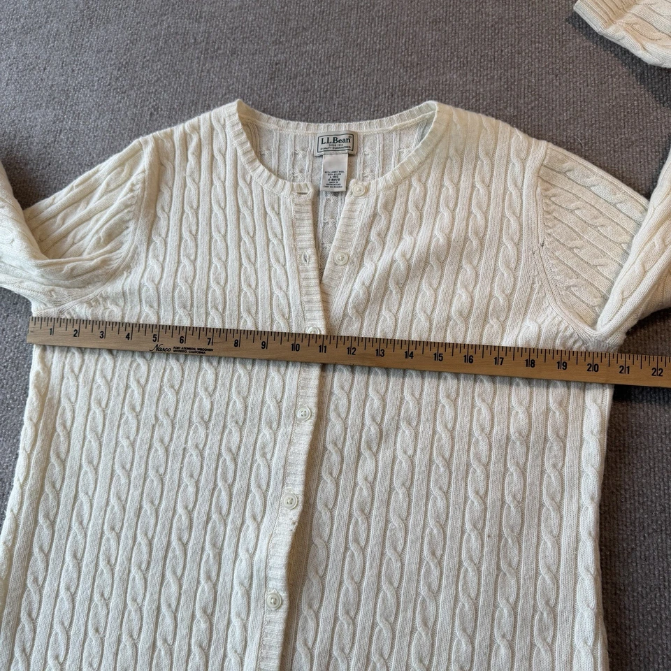 L.L. Cardigã feminino Bean grande macio marfim malha cabo suéter lã de cordeiro - Imagem 4 de 4