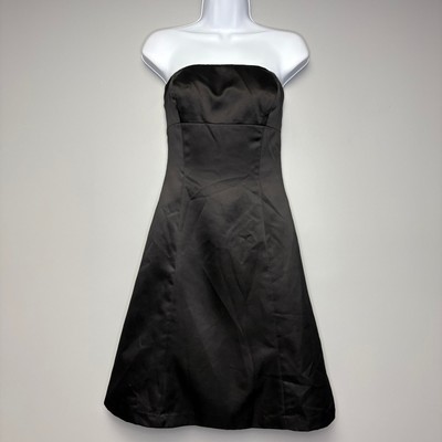 Vera Wang LBD Little Black Dress Satin Strapless Mini A-Line Dress Sz 6 |  eBay