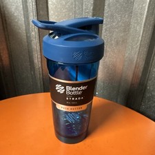 Blender Bottle 28 oz. Strada Blue Shaker Bottle w/ Loop Top, Push Button NEW