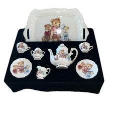 Vintage 1998 Bear Henry and Friends Miniature Tea Set Reutter Porzellan Germany