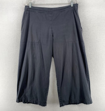 EILEEN FISHER Pants M Organic Cotton Stretch Poplin Wide Cropped Utility Gray