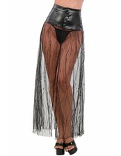 Jupe Longue Transparente Ceinture Haute Aspect Cuir Sexy Noir Soisbelle®