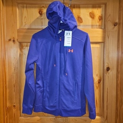 Under Armour ColdGear Women Purple Full Zip Hoodie Semi-Fitted 1222625 NEW