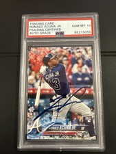 Ronald Acuna Jr Signed Card 2018 Topps Update #HMW50 Rookie RC PSA 10 Auto. rookie card picture