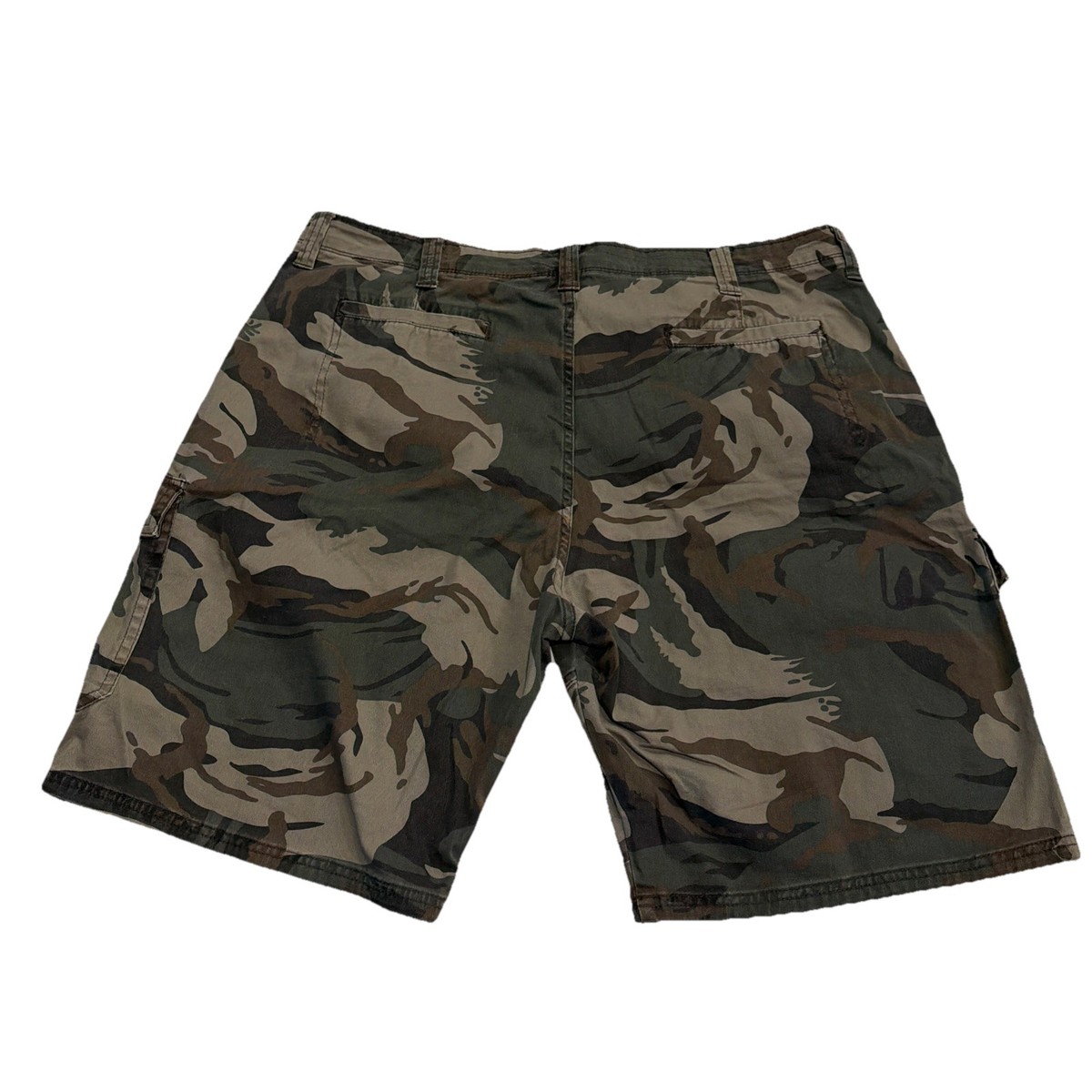 Wrangler Camo Cargo Shorts Mens 40 Green Faded Washed Authentic