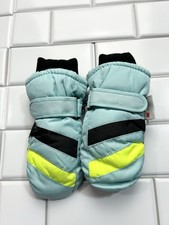 Toddler Kids Snow Mittens Waterproof Ski Mittens 2-4 Years Blue/Green