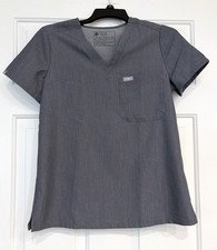 FIGS Womens XS Catarina Grey Technical Collection Scrub Top Short Sleeve V Neck